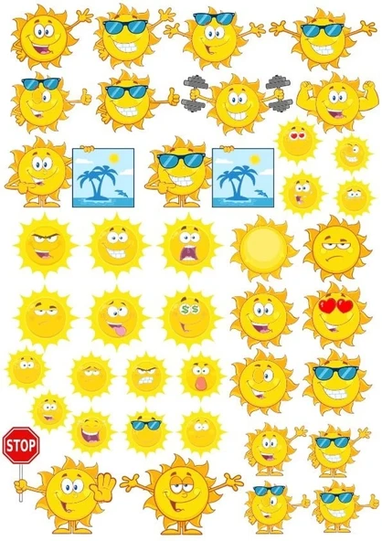 Güneş Sticker Set 24 Parça Telefon, Tablet, Defter, Laptop Sticker ürün görseli 1