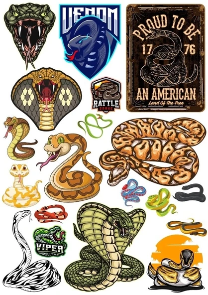 Yılan Sticker Set 1 15 Parça Telefon, Tablet, Defter, Laptop Sticker ürün görseli 1