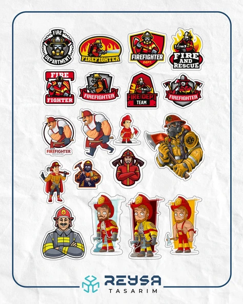 İtfaiyeci Sticker Set 3 20 Parça Telefon, Tablet, Defter, Laptop Sticker ürün görseli 1