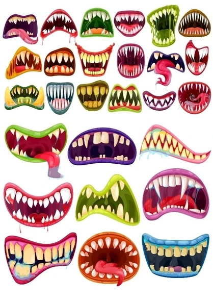 Canavar Ağzı Sticker Set 26 Parça Telefon, Tablet, Defter, Laptop Sticker ürün görseli 1