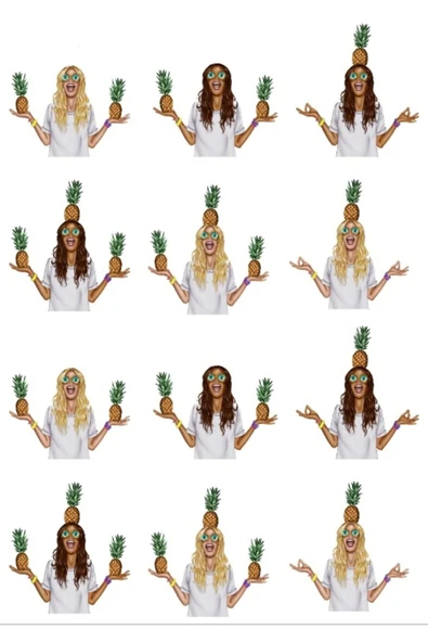 Ananas ve Yoga Sticker Set