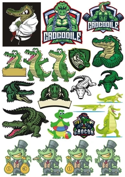 Timsah Sticker Set 2 20 Parça Telefon, Tablet, Defter, Laptop Sticker ürün görseli 1