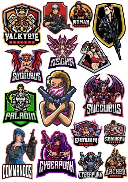 Kadın Karakterler Sticker Set 2 14 Parça Telefon, Tablet, Defter, Laptop Sticker ürün görseli 1