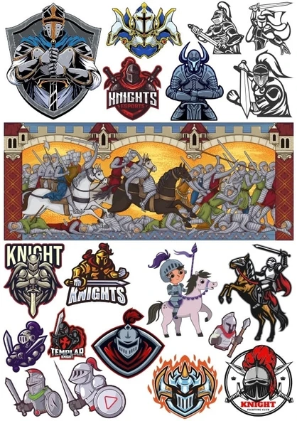 Şövalyeler Sticker Set 6 20 Parça Telefon, Tablet, Defter, Laptop Sticker ürün görseli 1