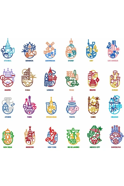 Başkentler Sticker Set 5 24 Parça Telefon, Tablet, Defter, Laptop Sticker
