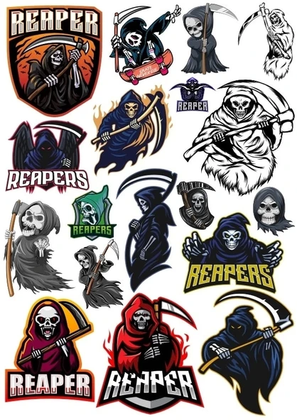 Ölüm Meleği Sticker Set 3 15 Parça Telefon, Tablet, Defter, Laptop Sticker ürün görseli 1