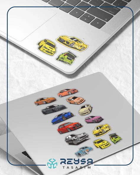 Arabalar Sticker Set 8 13 Parça Telefon, Tablet, Defter, Laptop Sticker - Resim 3