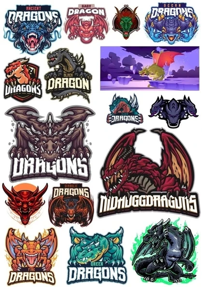 Ejderhalar Sticker Set 6 15 Parça Telefon, Tablet, Defter, Laptop Sticker ürün görseli 1