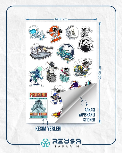 Astronot Sticker Set 11 17 Parça Telefon, Tablet, Defter, Laptop Sticker - 2