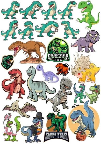 Dinozorlar Sticker Set 20 Parça Telefon, Tablet, Defter, Laptop Sticker ürün görseli 1
