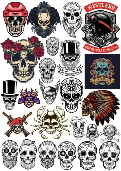 Kurukafa Sticker Set 8 22 Parça Telefon, Tablet, Defter, Laptop Sticker