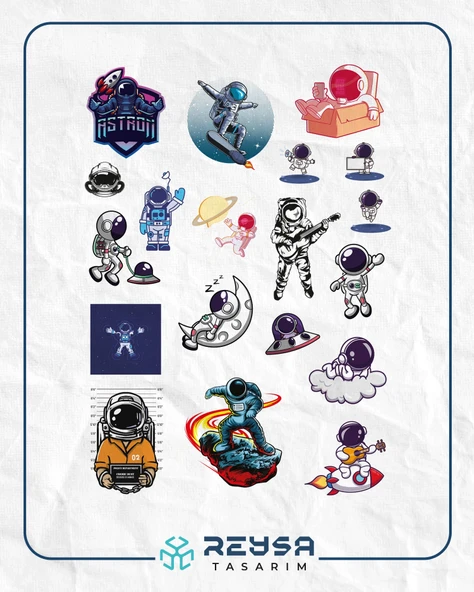Astronot ve Uzay Sticker Set 6 20 Parça Telefon, Tablet, Defter, Laptop Sticker
