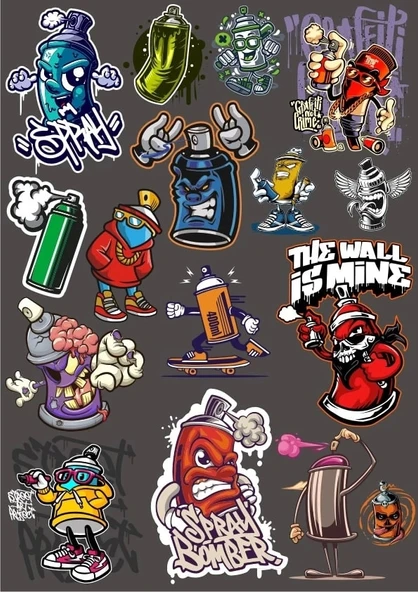 Sprey Sticker Set 2 15 Parça Telefon, Tablet, Defter, Laptop Sticker ürün görseli 1