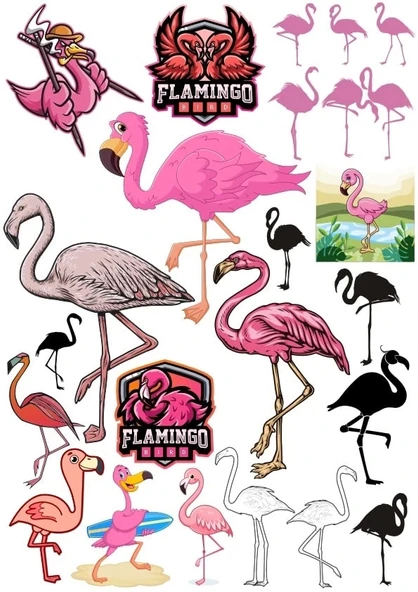 Flamingo Sticker Set 15 Parça Telefon, Tablet, Defter, Laptop Sticker