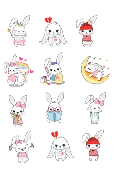 Tavşan ve Ruh Halleri Sticker Set