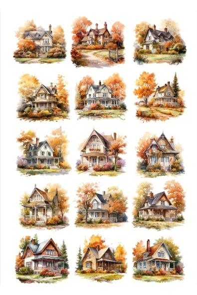 Sonbahar Temalı Ev Sticker Set