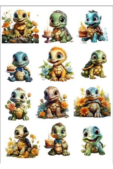Sevimli Kaplumbağa Sticker Set