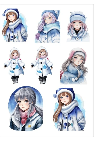 Kış Temalı Kız Sticker Set ürün görseli 1