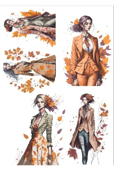 Sonbahar Temalı Kız Sticker Set