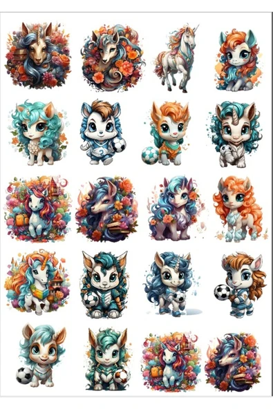 Sevimli At Sticker Set