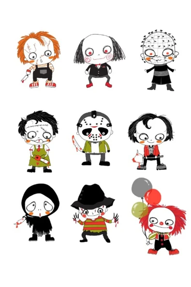 Korkunç Karakterler Sticker Set