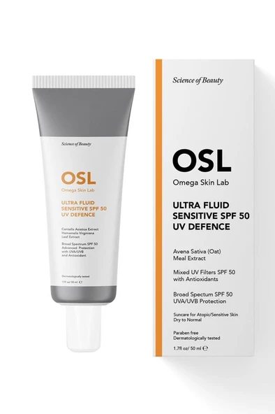 Osl Omega Skin Lab Ultra Fluid + Sensitive SPF 50 UV Defence 50 ml
