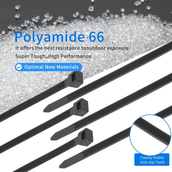 630 mm x 9 mm Uzun Ağır Hizmet Kablo Bağı 10 adet - Resim 2