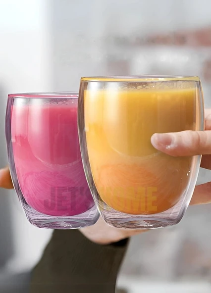 4’lü Set Latte Bardağı Cappuccino Bardağı Çift Cidarlı Bardak Americano Bardağı 350 ml Kahve Bardağı - 4