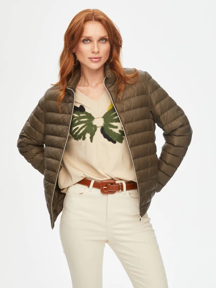 Faik Sönmez Minimalist Uzun Kol Kadın Kışlık Mont - 4