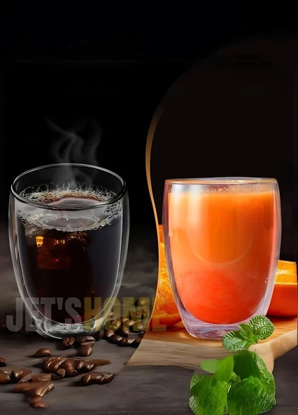 4’lü Set Latte Bardağı Cappuccino Bardağı Çift Cidarlı Bardak Americano Bardağı 350 ml Kahve Bardağı - 3