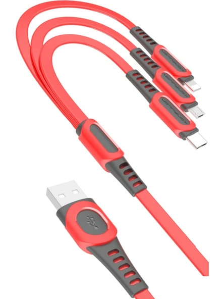 Zipax  Hiking A48 A50 A51 Şarj Kablosu 3in1 (Type-C-Lihgtning-Micro) 1.3m 3A ürün görseli 1