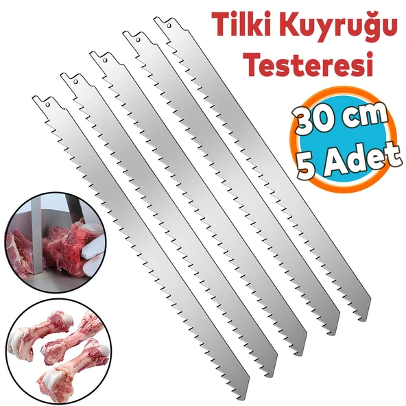Tilki Kuyruğu Kemik Kesme Testeresi Kurban Et Paslanmaz Çelik Bıçak Buz Kesme Ağzı Ucu 30 cm (5 Adet) ürün görseli