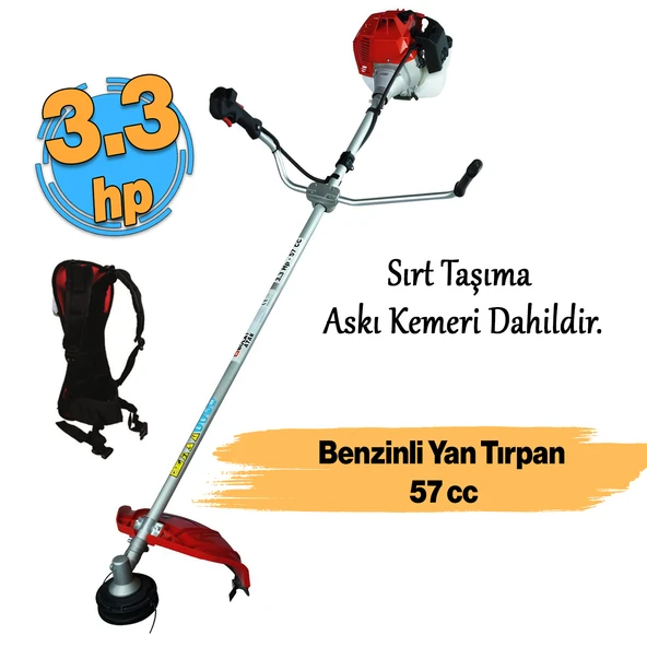 Bolat Benzinli Atak Yan Tırpan Çim Biçme Testeresi 3.3 hp 57 cc Bisiklet Kollu Omuz Askılı Misina