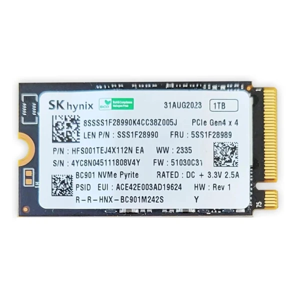SK Hynix HFS001TEJ4X112N 1TB (4500/3500MB/s) M.2 2242 PCIe 4.0 NVMe SSD