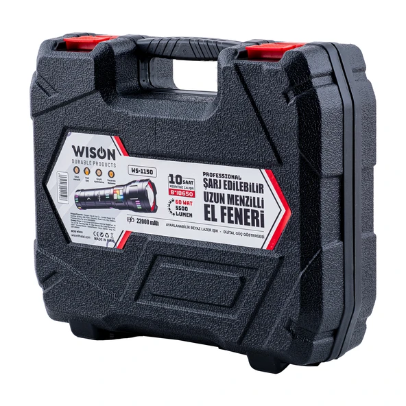 Wison El Feneri - Zoomlu - Şarjlı 60 W - Metal Gövde - Resim 5