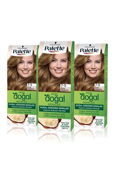 Palette Kalıcı Doğal Renkler Saç Boyası 7-5 Açık Karamel X 3 Adet - Resim 2