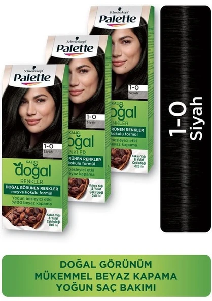 Palette Kalıcı Doğal Renkler Saç Boyası 1-0 Siyah x 3 Adet ürün görseli