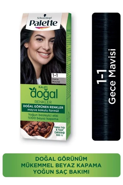 Palette Kalıcı Doğal Renkler Saç Boyası 1-1 Gece Mavisi X 3 Adet - 3