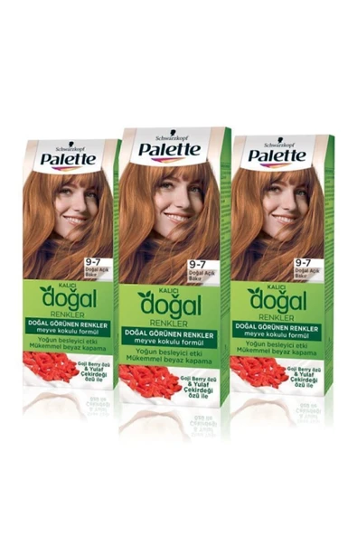 Palette Kalıcı Doğal Renkler Saç Boyası 9-7 Doğal Açık Bakır X 3 Adet - Resim 2