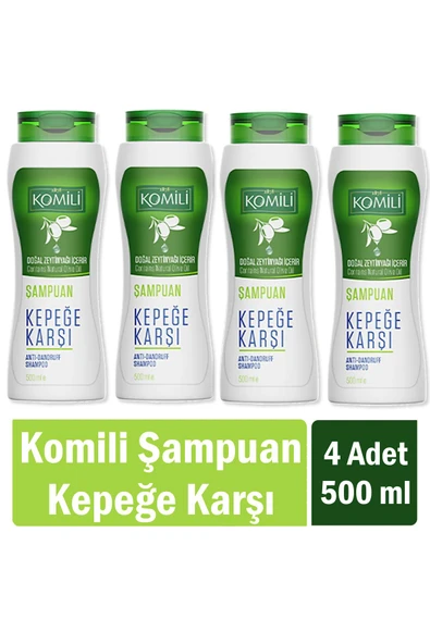 Komili Kepekli Saçlar İçin Kepek Karşıtı Vegan Şampuan 500 ml x 4 Adet - 1