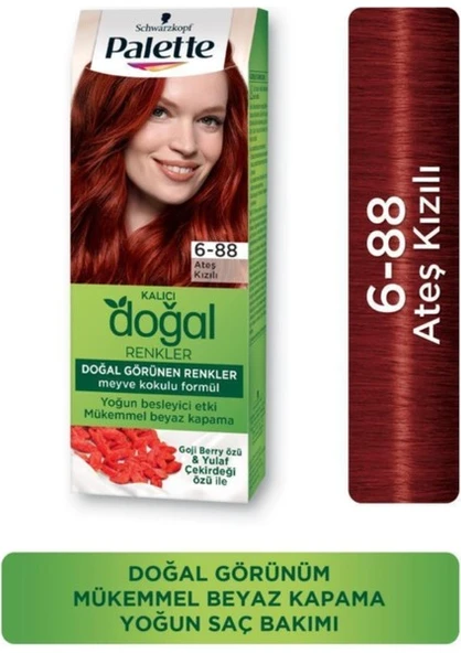 Palette Doğal Renkler Saç Boyası 6-88 Ateş Kızılı X 3 Adet - Resim 3