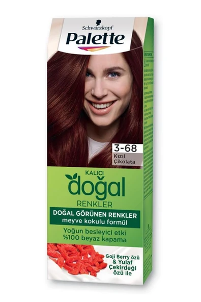 Palette Kalıcı Doğal Renkler Saç Boyası 3-68 Kızıl Çikolata X 3 Adet - Resim 4