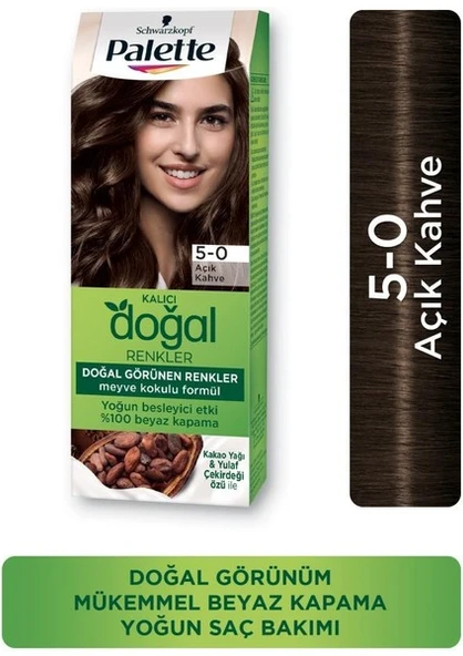 Palette Kalıcı Doğal Renkler Saç Boyası 5-0 Açık Kahve X 3 Adet - Resim 3