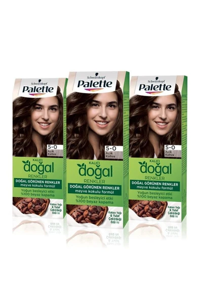 Palette Kalıcı Doğal Renkler Saç Boyası 5-0 Açık Kahve X 3 Adet - 2