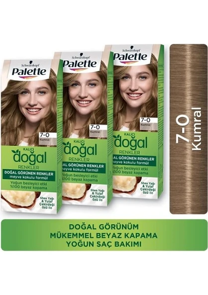 Palette Kalıcı Doğal Renkler Saç Boyası 7-0 Kumral x 3 Adet ürün görseli