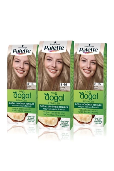 Palette Kalıcı Doğal Renkler Saç Boyası 8-16 Küllü Sarı X 3 Adet - 2