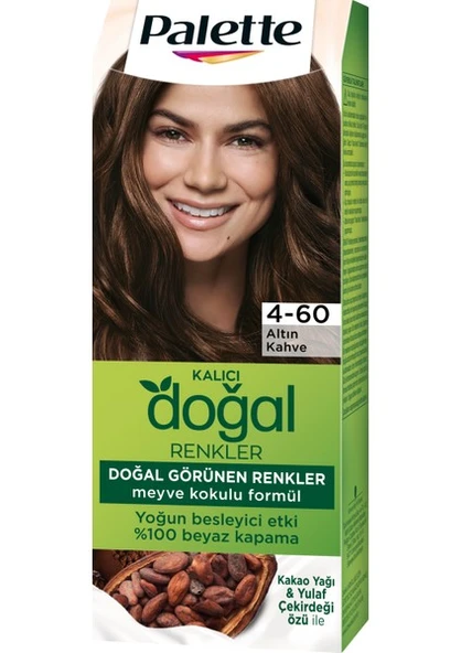 Palette Kalıcı Doğal Renkler Saç Boyası 4-60 Altın Kahve - Resim 2