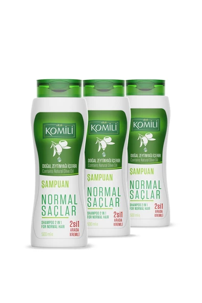 Komili Normal Saçlar İçin 2'si 1 Arada Kremli Vegan Temel Bakım Şampuanı 3'lü Set- - 3 X 500 ML - Resim 3