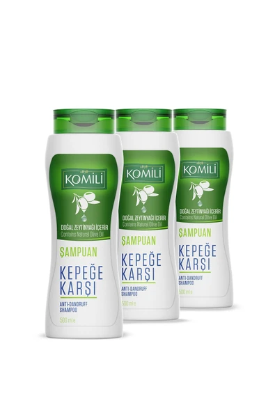 Komili Kepekli Saçlar İçin Kepek Karşıtı Vegan Şampuan 3'lü Set - 3 X 500 ML - 3