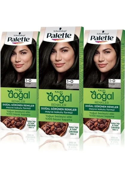 Palette Kalıcı Doğal Renkler Saç Boyası 1-0 Siyah x 3 Adet - Resim 2